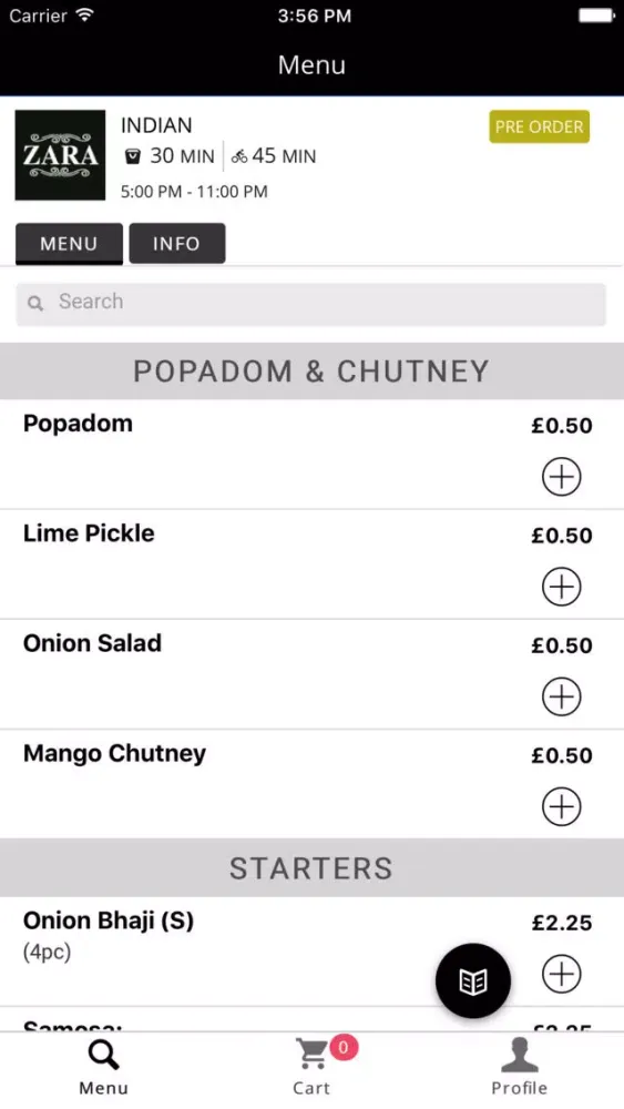 Capturas de tela do Zara Indian Takeaway