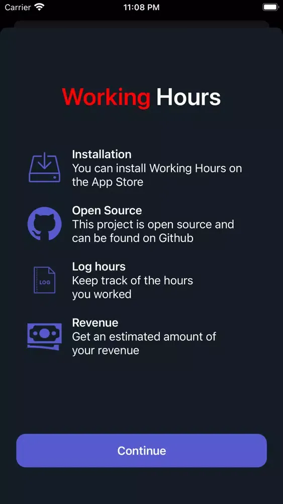 ภาพหน้าจอของ Working Time Logger