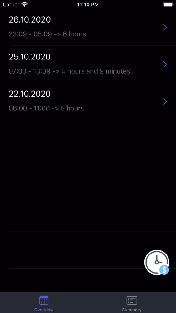 ภาพหน้าจอของ Working Time Logger
