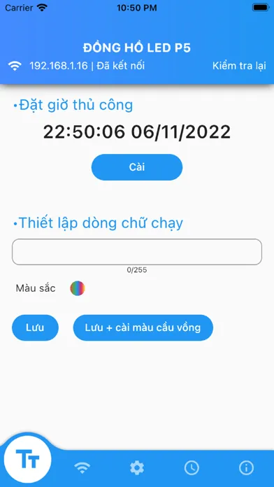 Tangkapan skrin Đồng hồ led p5