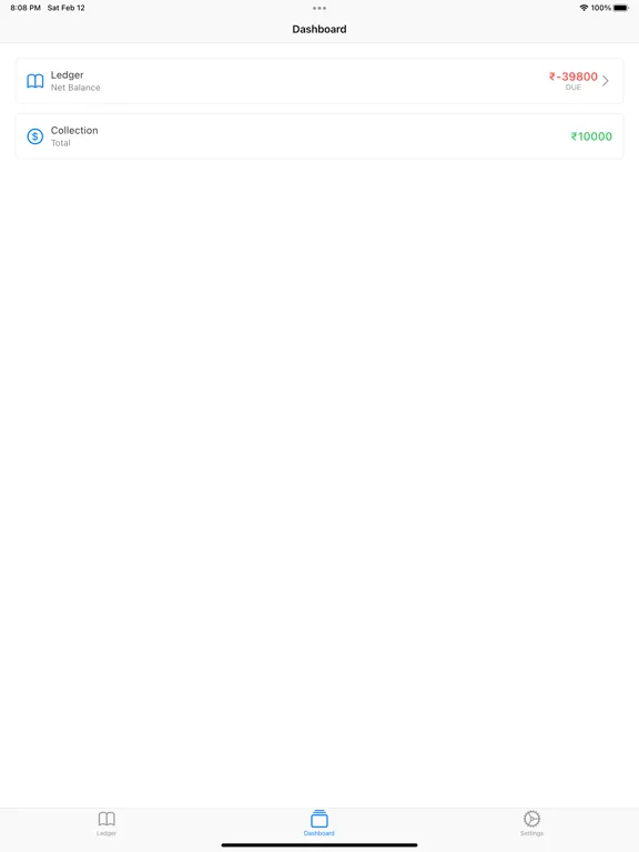 Capturas de tela do Ledger Book iPad 