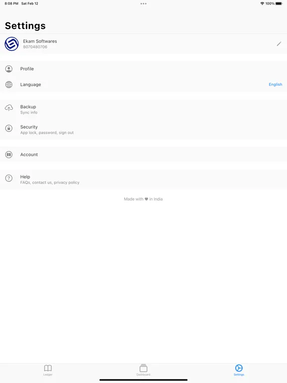 Capturas de tela do Ledger Book iPad 