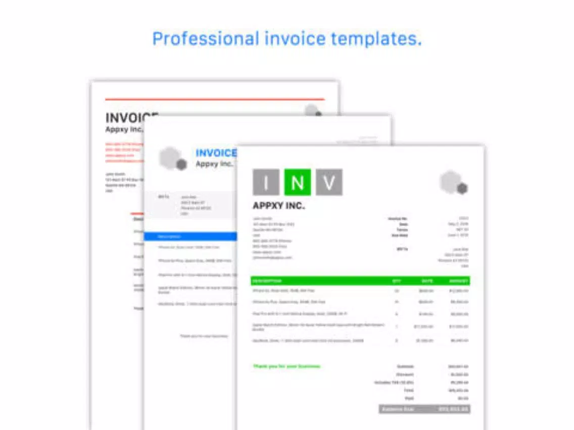 Invoice Go Pro - Invoice Maker & Estimate. Templates Bill on the go iPad 应用截图