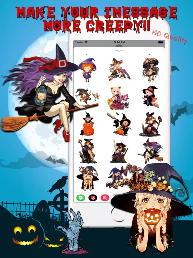Capturas de tela do Halloween Sexy Witch Stickers iPad 