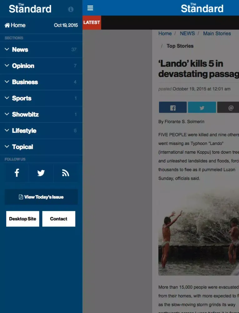 Tangkapan layar The Standard Philippines iPad 