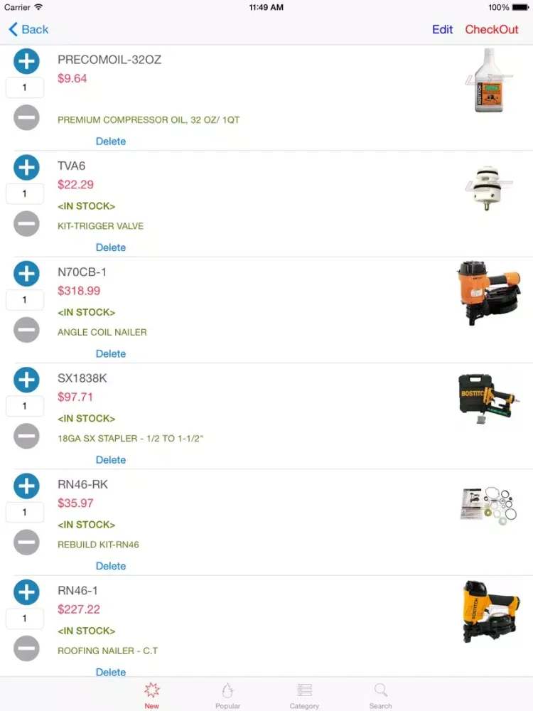 Tangkapan skrin Bostitch Tools iPad 