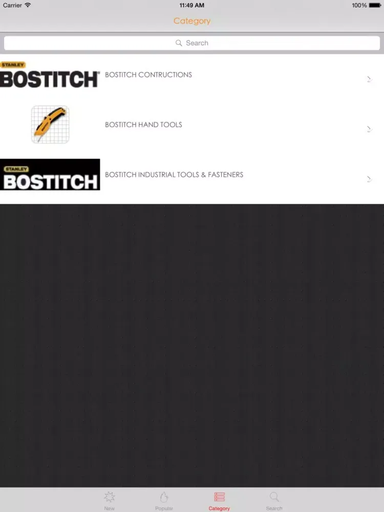 Tangkapan skrin Bostitch Tools iPad 