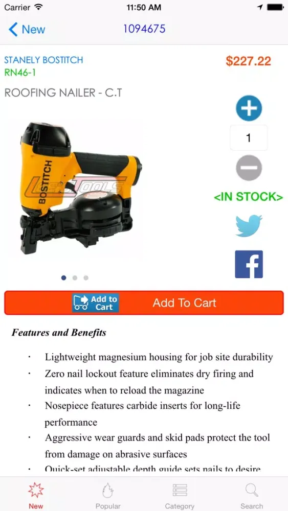 Tangkapan skrin Bostitch Tools