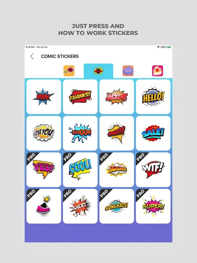 PopArt Sticker - Comic Sticker iPad  سکرین شاٹس