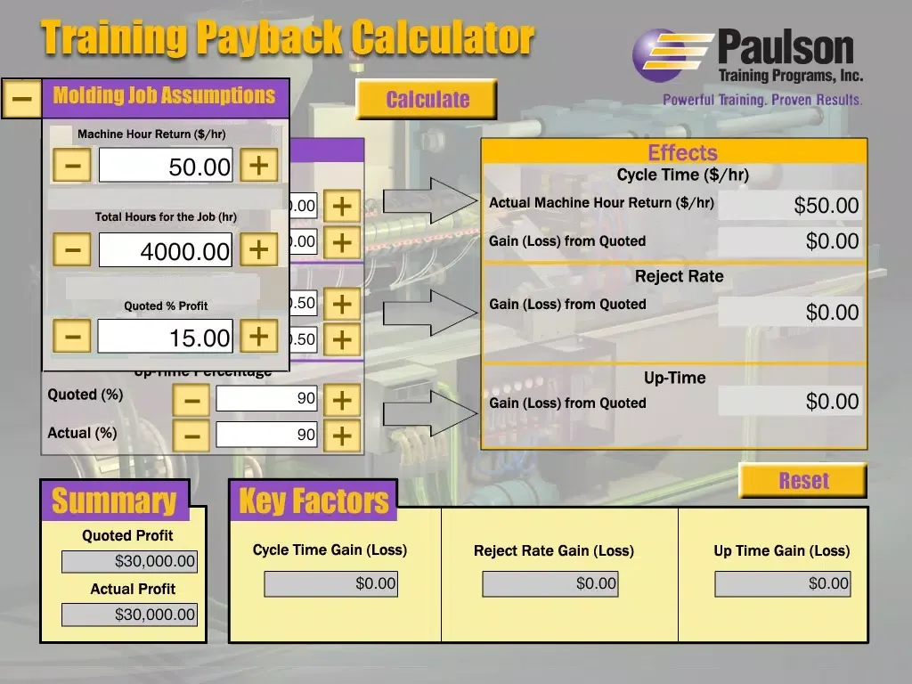ภาพหน้าจอของ Paulson Training Payback Calculator iPad 