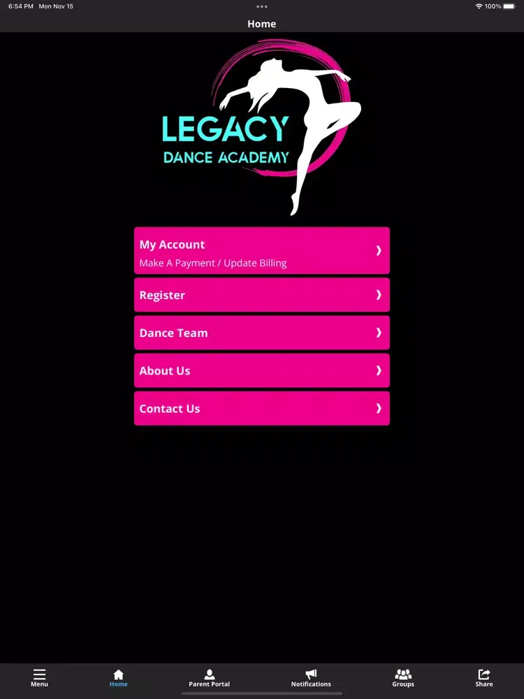 Tangkapan skrin Legacy Dance Academy iPad 