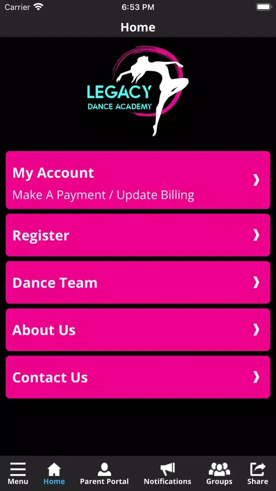 Tangkapan skrin Legacy Dance Academy