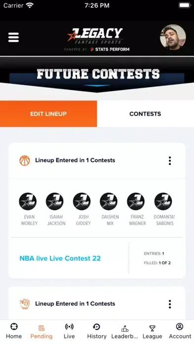 ภาพหน้าจอของ Legacy Fantasy Sports
