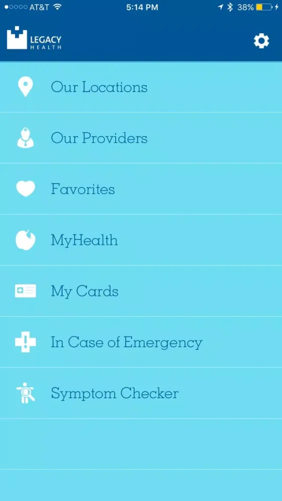 Tangkapan layar Legacy Health Consumer App
