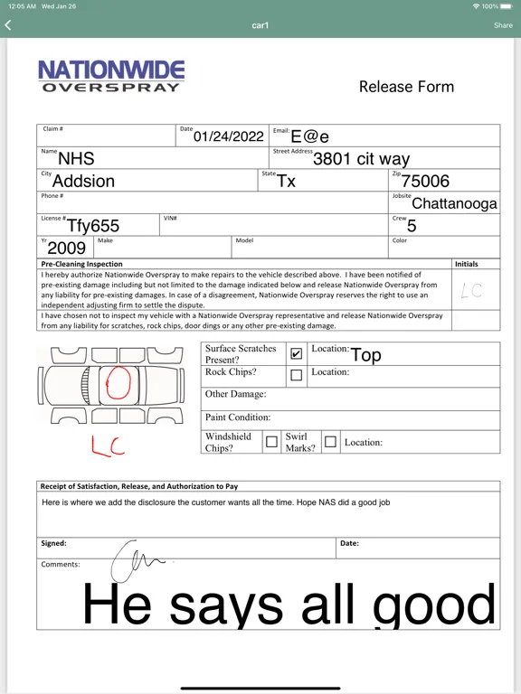 Ảnh chụp màn hình của NAS PDF Form iPad