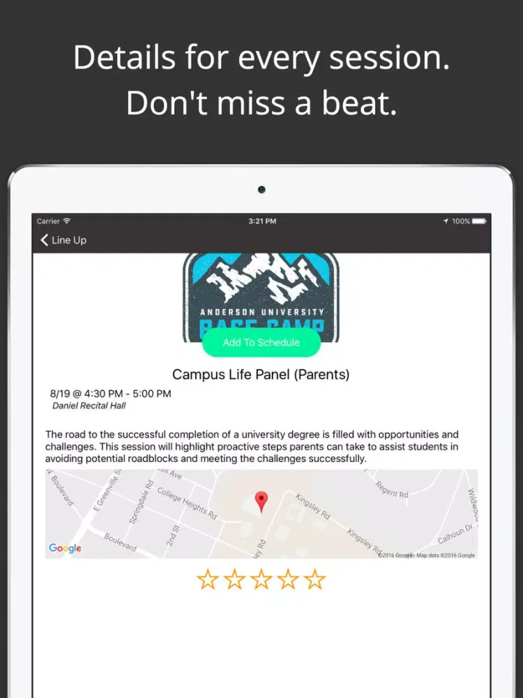 Anderson University Events iPad  Ekran Görüntüleri