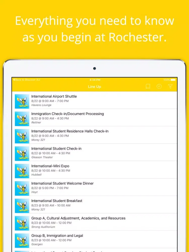 University of Rochester Orientation iPad  سکرین شاٹس