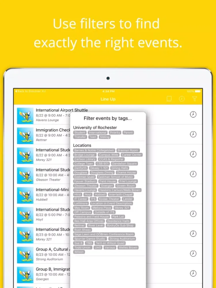 University of Rochester Orientation iPad  سکرین شاٹس