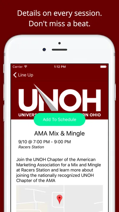 Screenshot di UNOH Events