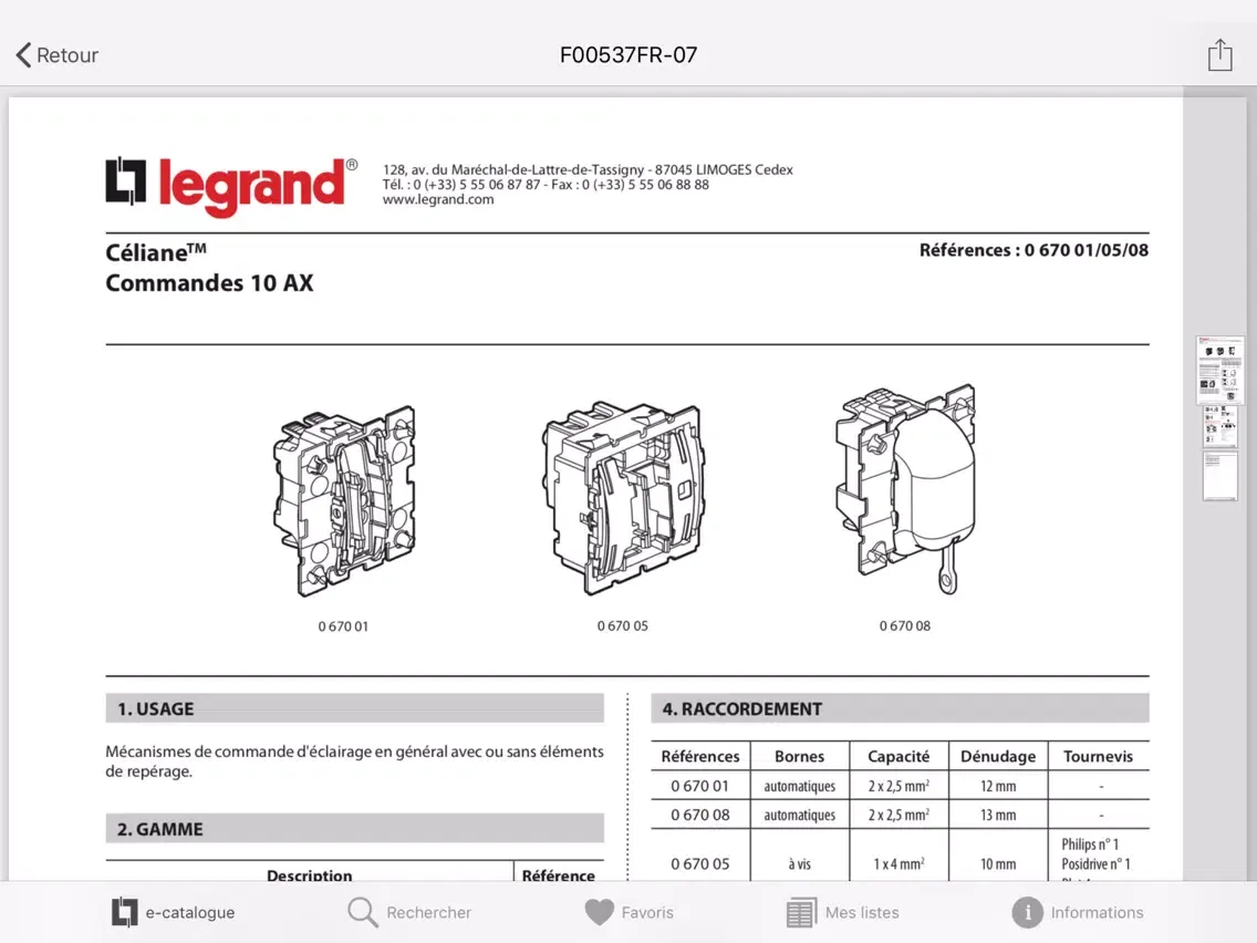 Catalogue Legrand Pro iPad  Ekran Görüntüleri
