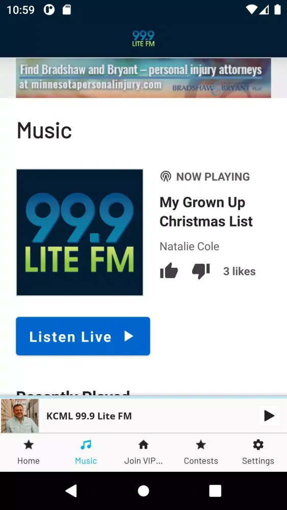 Tangkapan skrin 99.9 Lite FM
