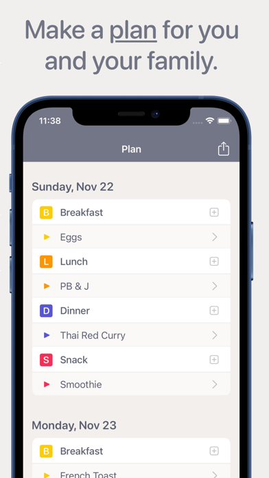 Tangkapan skrin Lemur: Simple Meal Planning