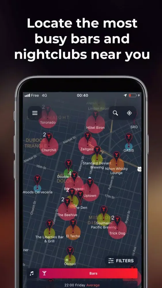 Captures d'écran de NightApp : Nightlife Heat-Map