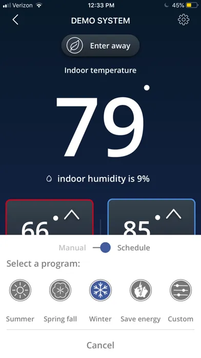 Lennox iComfort Wi-Fi Screenshots