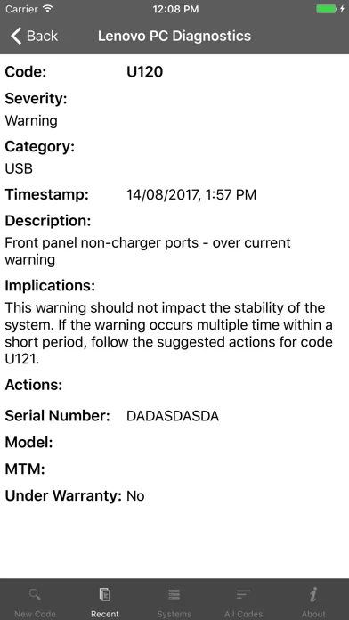 Lenovo PC Diagnostics स्क्रीनशॉट