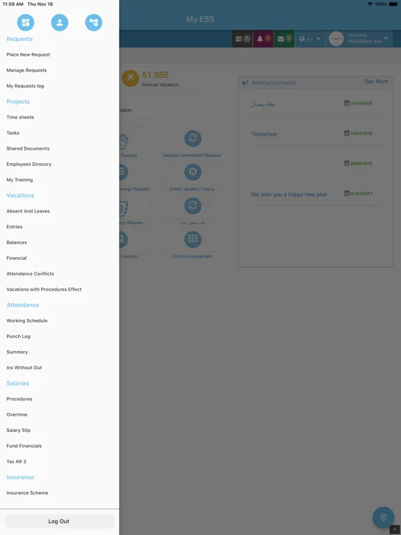 My ESS employee self service iPad  Screenshots