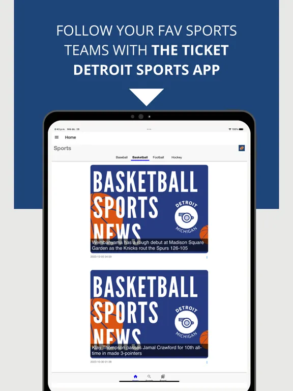 Capturas de pantalla de The Ticket Detroit. iPad 