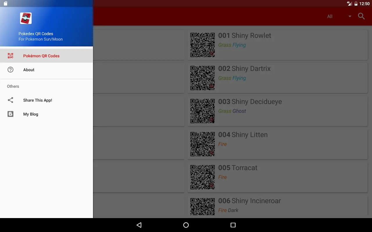 Скриншоты Pokedex QR Codes