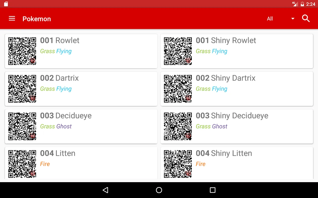 Скриншоты Pokedex QR Codes