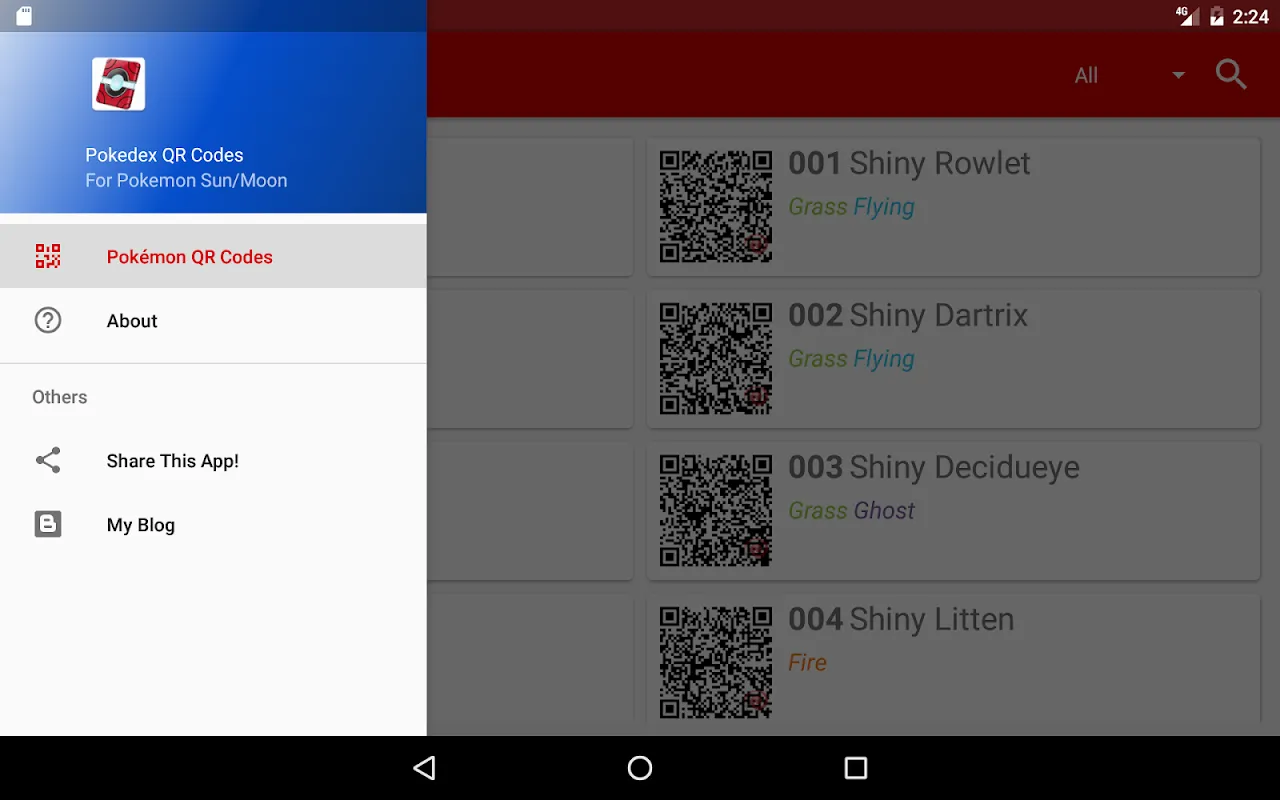 Скриншоты Pokedex QR Codes