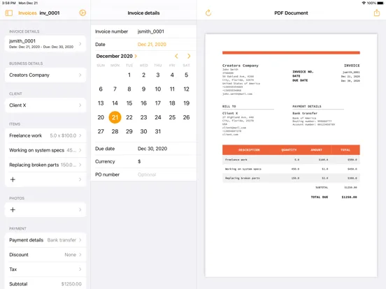 Скриншоты Invoice maker, Quote builder iPad 
