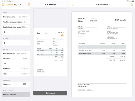 Скриншоты Invoice maker, Quote builder iPad 