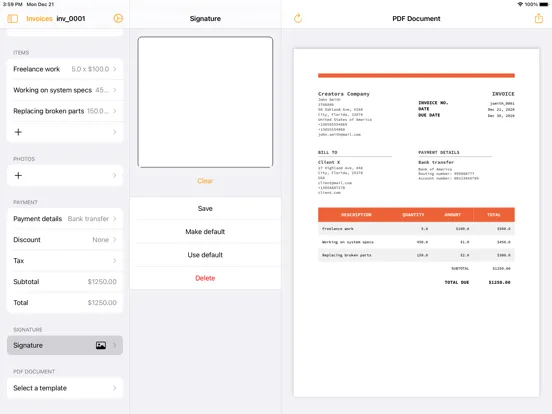 Скриншоты Invoice maker, Quote builder iPad 