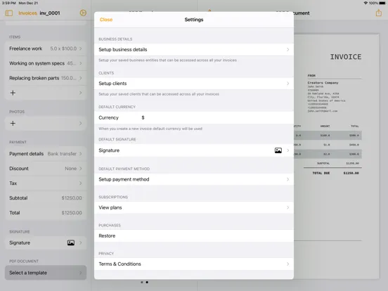 Скриншоты Invoice maker, Quote builder iPad 
