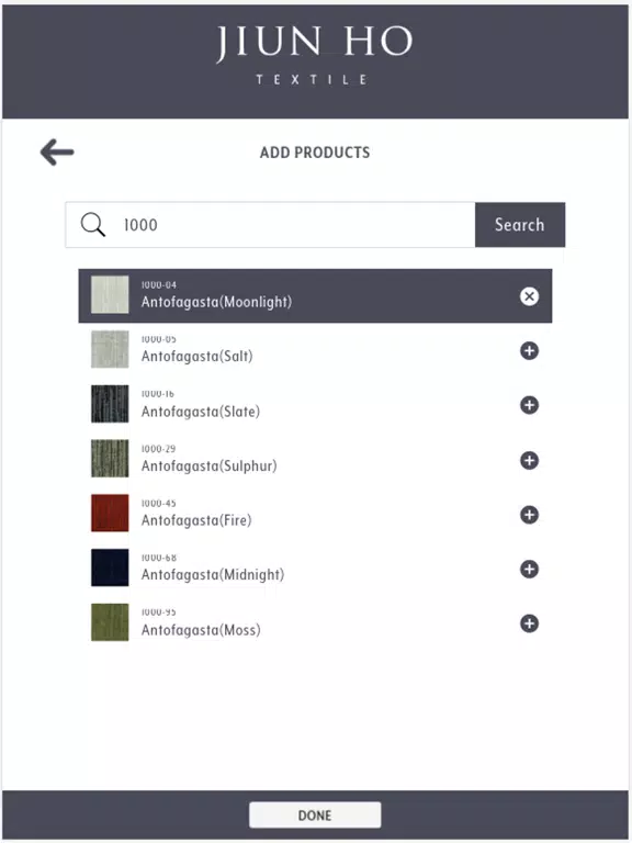 Capturas de tela do Jiun Ho Textile iPad 