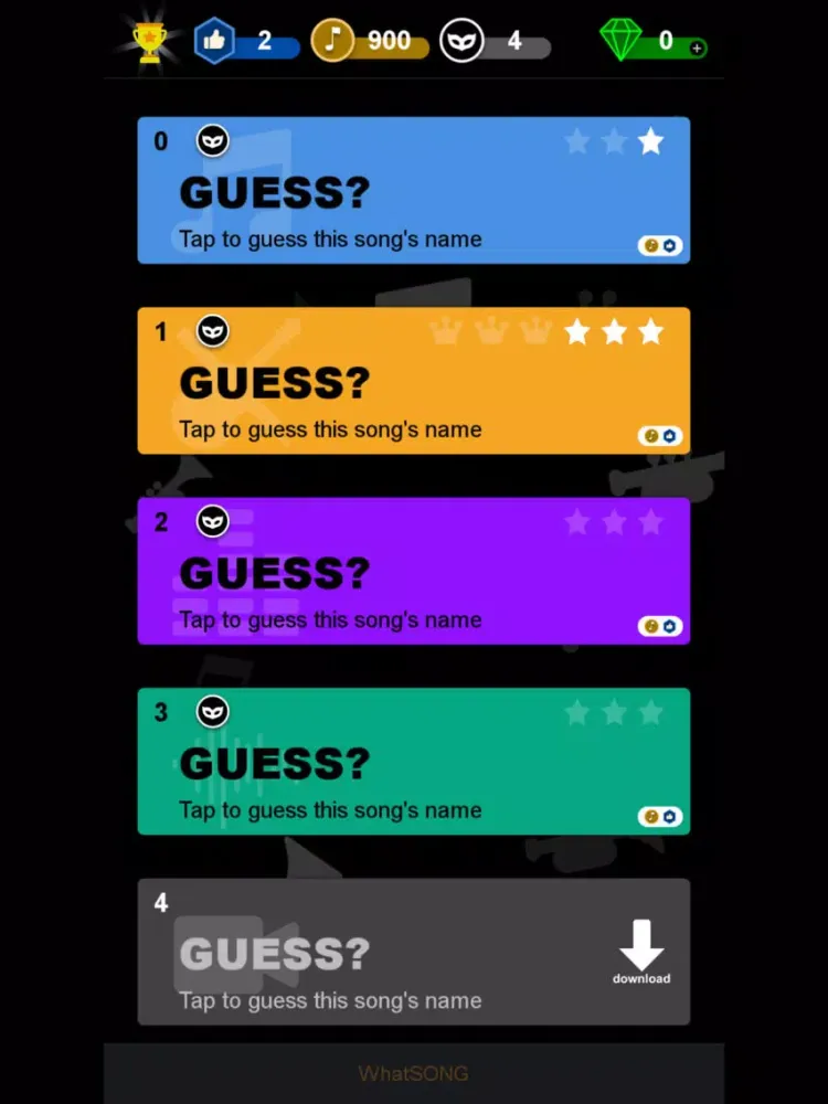 Capturas de tela do WhatSONG iPad 