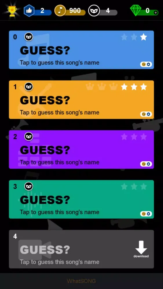Capturas de tela do WhatSONG