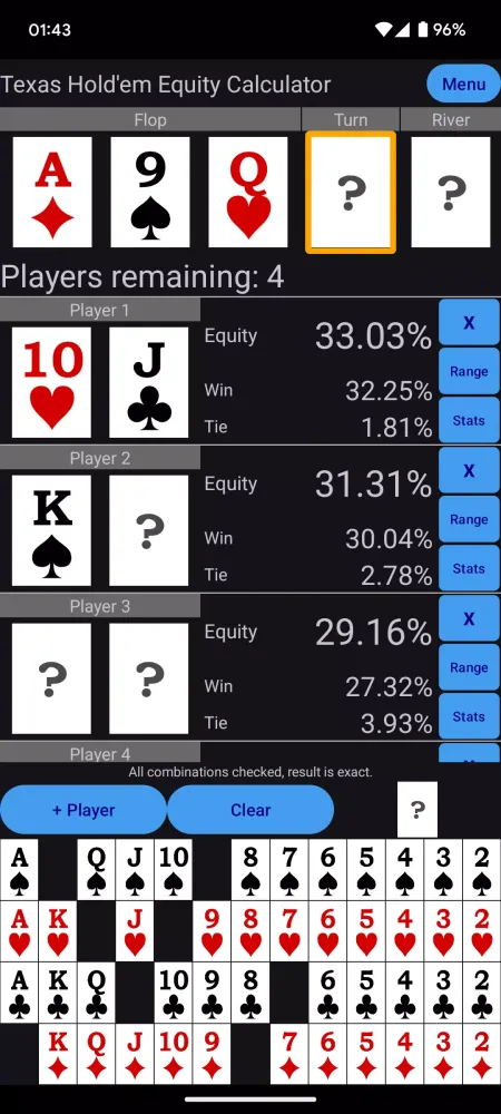 Poker Calculator 스크린샷