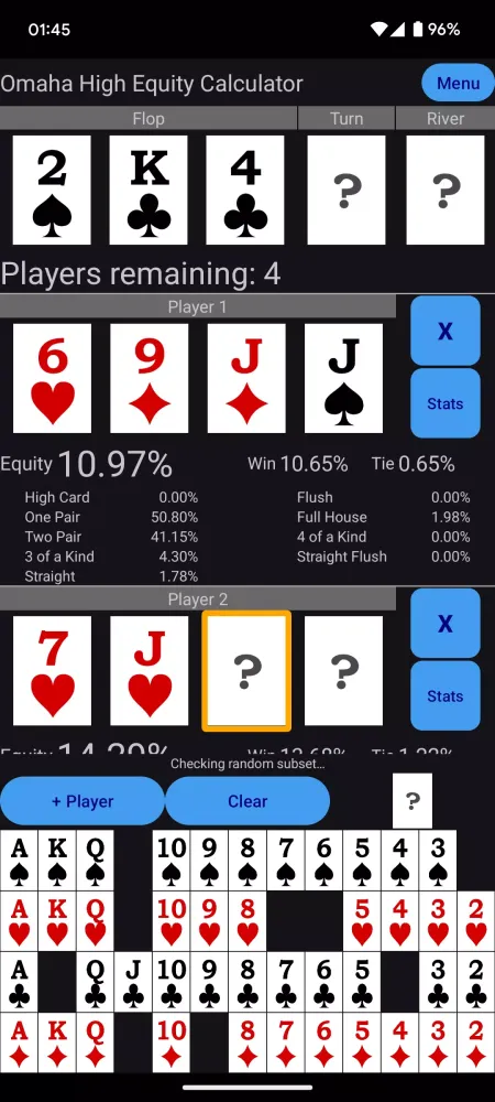Poker Calculator 스크린샷