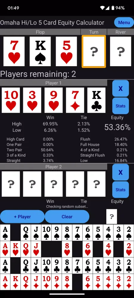 Poker Calculator 스크린샷