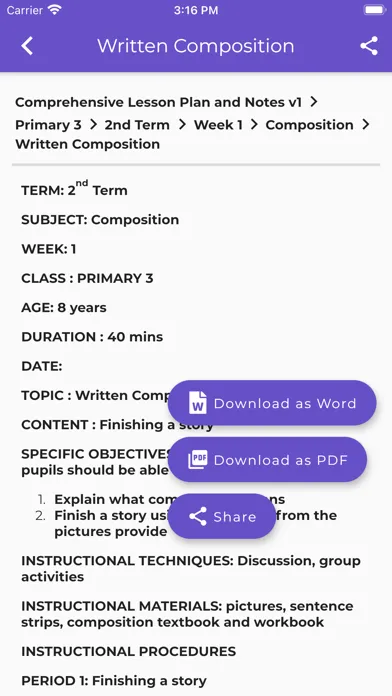 Captures d'écran de Lessonotes