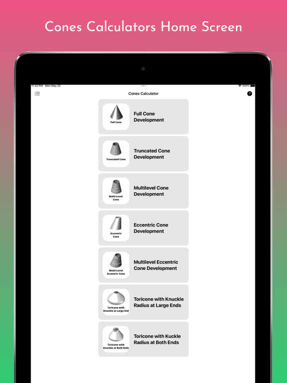 Capturas de pantalla de Cones Calculator Pro iPad 