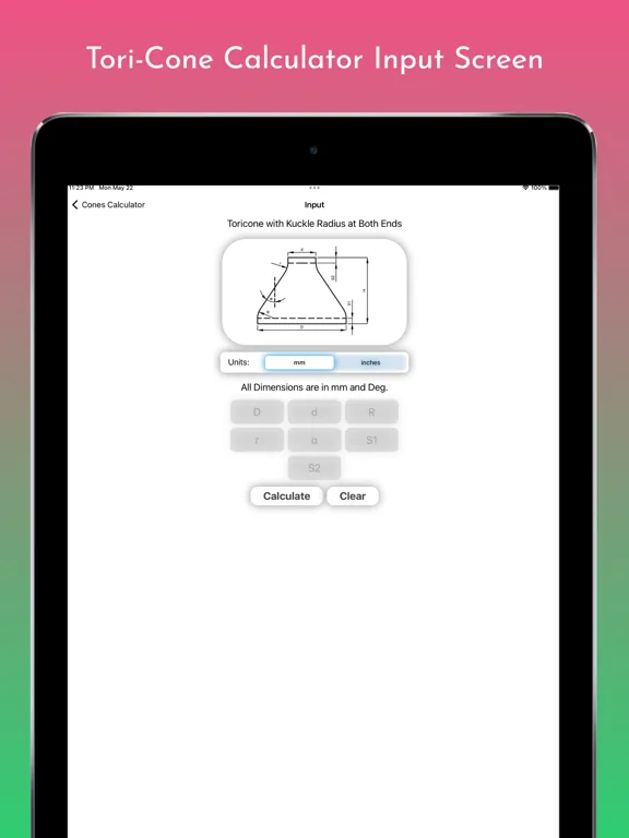 Cones Calculator Pro iPad  스크린샷