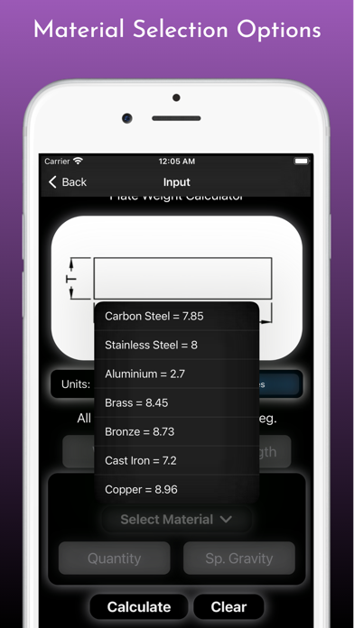 Tangkapan layar Fabrication Weight Calculator