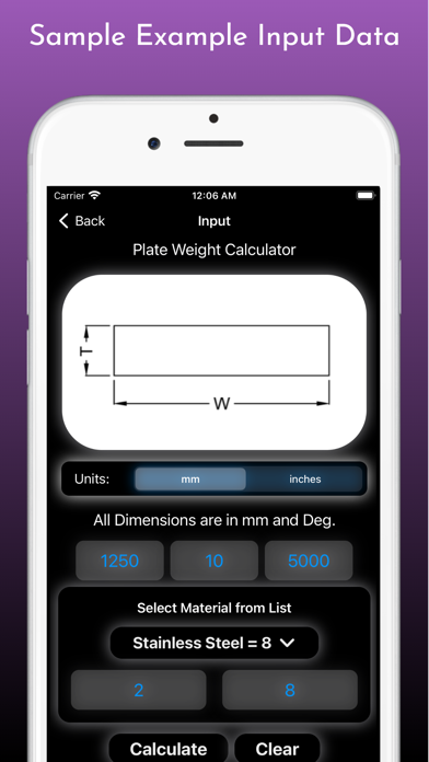 Tangkapan layar Fabrication Weight Calculator