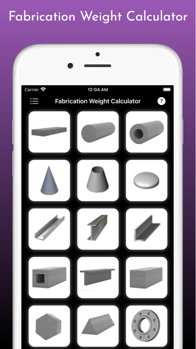 Tangkapan layar Fabrication Weight Calculator